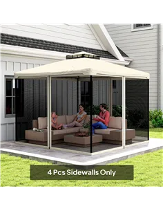 Outsunny 302 x 207cm Universal Replacement Mesh Sidewall Netting for Patio Gazebos and Canopy Tents, (Sidewall Only) Beige 2