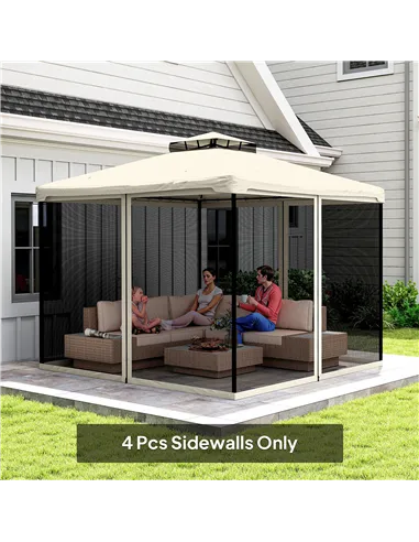 Outsunny 302 x 207cm Universal Replacement Mesh Sidewall Netting for Patio Gazebos and Canopy Tents, (Sidewall Only) Beige