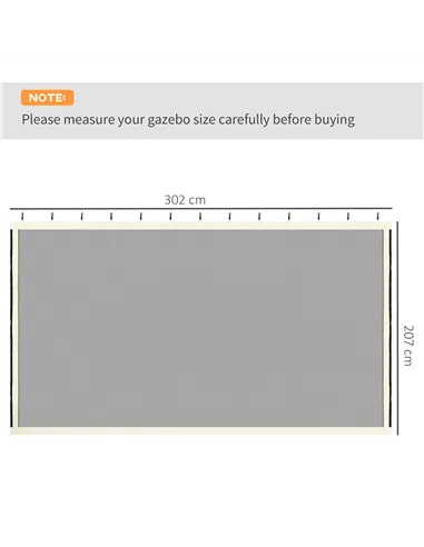 Outsunny 302 x 207cm Universal Replacement Mesh Sidewall Netting for Patio Gazebos and Canopy Tents, (Sidewall Only) Beige