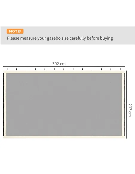 Outsunny 302 x 207cm Universal Replacement Mesh Sidewall Netting for Patio Gazebos and Canopy Tents, (Sidewall Only) Beige