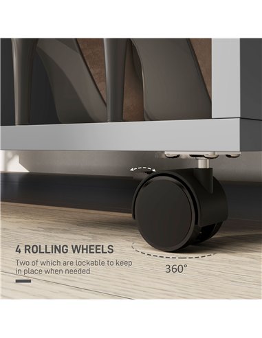 HOMCOM Open Wardrobe on Wheels, Bedroom Wardrobe with Clothes Hanging Rail, 2 Storage Shelves, Mobile Garment Rack for Cloakroom