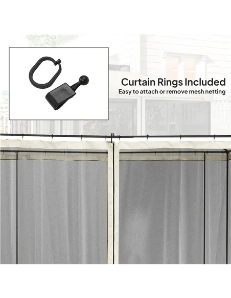 Outsunny 302 x 207cm Universal Replacement Mesh Sidewall Netting for Patio Gazebos and Canopy Tents, (Sidewall Only) Beige