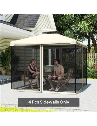 Outsunny 302 x 207cm Universal Replacement Mesh Sidewall Netting for Patio Gazebos and Canopy Tents, (Sidewall Only) Beige