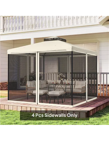 Outsunny 302 x 207cm Universal Replacement Mesh Sidewall Netting for Patio Gazebos and Canopy Tents, (Sidewall Only) Beige