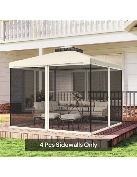 Outsunny 302 x 207cm Universal Replacement Mesh Sidewall Netting for Patio Gazebos and Canopy Tents, (Sidewall Only) Beige