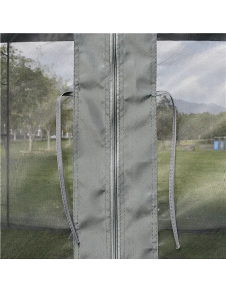 Outsunny 3(M)x3(M) Garden Gazebo Double Top Outdoor Canopy Patio Event Party Wedding Tent Backyard Sun Shade with Netting - Grey