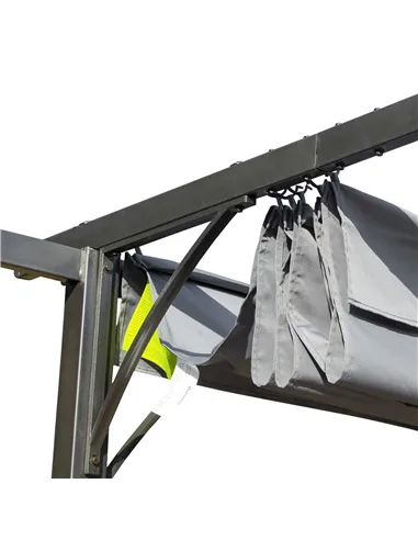 Outsunny 3 x 3(m) Metal Retractable Pergola, Garden Gazebo Metal Pergola Canopy Outdoor Sun Shade Shelter for Party BBQ, Grey