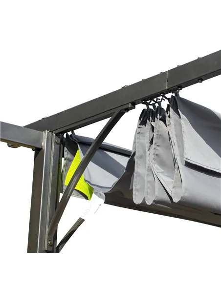 Outsunny 3 x 3(m) Metal Retractable Pergola, Garden Gazebo Metal Pergola Canopy Outdoor Sun Shade Shelter for Party BBQ, Grey