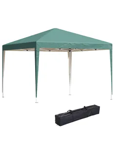 Outsunny 3 x 3M Garden Pop Up Gazebo Height Adjustable Marquee Party Tent Wedding Canopy with Carrying Bag, Green