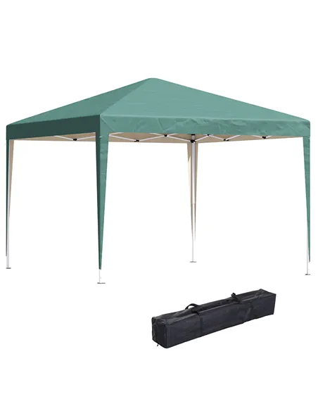 Outsunny 3 x 3M Garden Pop Up Gazebo Height Adjustable Marquee Party Tent Wedding Canopy with Carrying Bag, Green