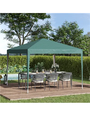 Outsunny 3 x 3M Garden Pop Up Gazebo Height Adjustable Marquee Party Tent Wedding Canopy with Carrying Bag, Green