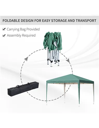 Outsunny 3 x 3M Garden Pop Up Gazebo Height Adjustable Marquee Party Tent Wedding Canopy with Carrying Bag, Green