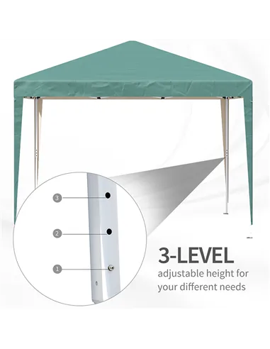 Outsunny 3 x 3M Garden Pop Up Gazebo Height Adjustable Marquee Party Tent Wedding Canopy with Carrying Bag, Green