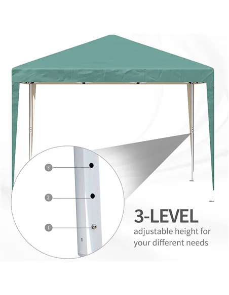 Outsunny 3 x 3M Garden Pop Up Gazebo Height Adjustable Marquee Party Tent Wedding Canopy with Carrying Bag, Green