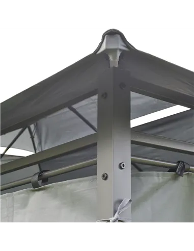 Outsunny 4m x 3(m)Garden Gazebo, Double Roof Outdoor Gazebo Canopy Shelter with Curtains, Solid Steel Frame for Lawn and Deck, G