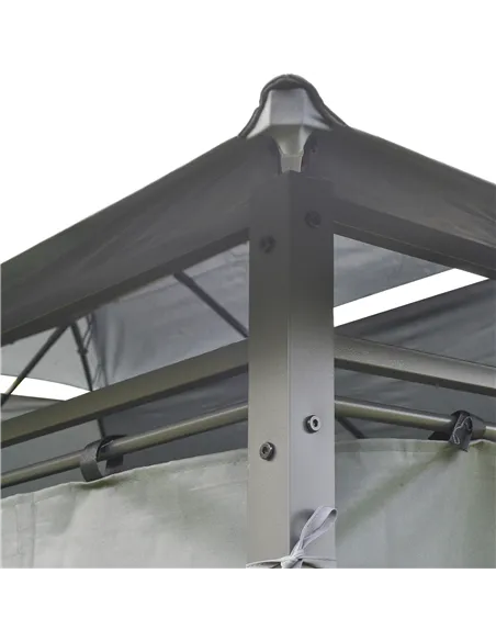 Outsunny 4m x 3(m)Garden Gazebo, Double Roof Outdoor Gazebo Canopy Shelter with Curtains, Solid Steel Frame for Lawn and Deck, G