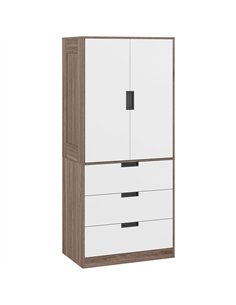 HOMCOM Two Door, Two Drawer Wardrobe - White/Brown