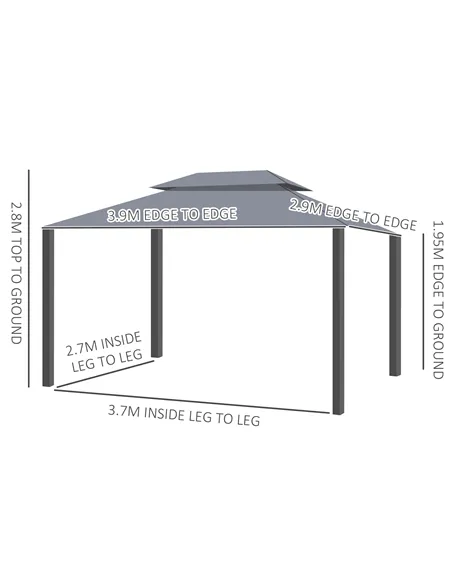 Outsunny 3 x 4m Aluminium Garden Gazebo, Marquee Canopy Shelter Pavilion Party Tent with Nets and Curtains for Garden and Deck, 