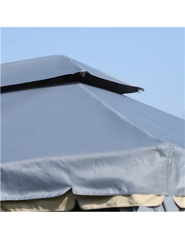 Outsunny 3 x 4m Aluminium Garden Gazebo, Marquee Canopy Shelter Pavilion Party Tent with Nets and Curtains for Garden and Deck, 