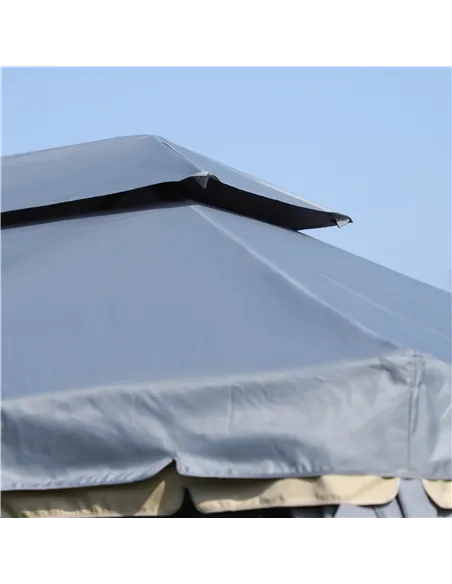 Outsunny 3 x 4m Aluminium Garden Gazebo, Marquee Canopy Shelter Pavilion Party Tent with Nets and Curtains for Garden and Deck, 