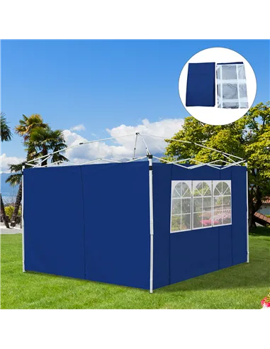 Outsunny 3 Meters Gazebo Replaceable Exchangeable Side Panel Wall Panels Walls With Window, Blue