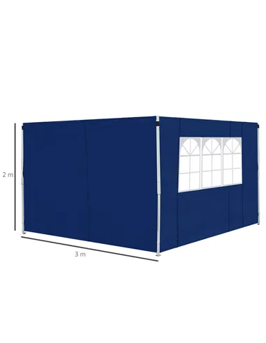 Outsunny 3 Meters Gazebo Replaceable Exchangeable Side Panel Wall Panels Walls With Window, Blue