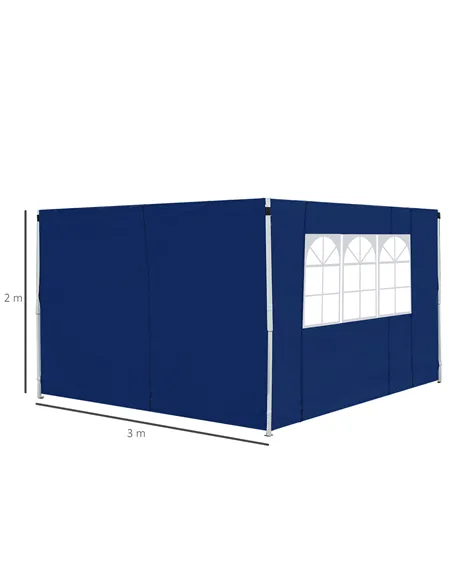 Outsunny 3 Meters Gazebo Replaceable Exchangeable Side Panel Wall Panels Walls With Window, Blue