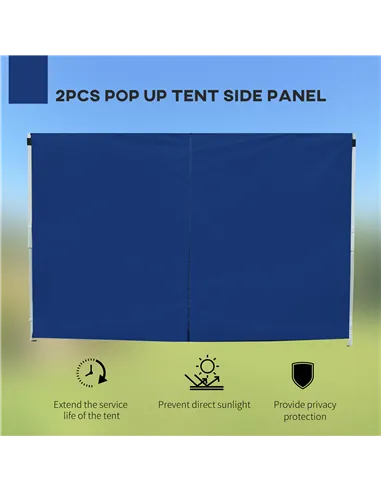 Outsunny 3 Meters Gazebo Replaceable Exchangeable Side Panel Wall Panels Walls With Window, Blue