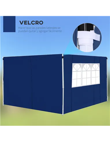 Outsunny 3 Meters Gazebo Replaceable Exchangeable Side Panel Wall Panels Walls With Window, Blue