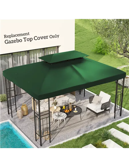 Outsunny Gazebo Roof Replacement, for 3 x 4m Frames - Green