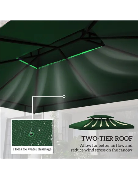 Outsunny Gazebo Roof Replacement, for 3 x 4m Frames - Green
