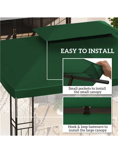 Outsunny Gazebo Roof Replacement, for 3 x 4m Frames - Green
