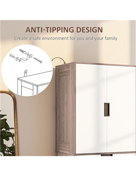 HOMCOM Two Door, Two Drawer Wardrobe - White/Brown