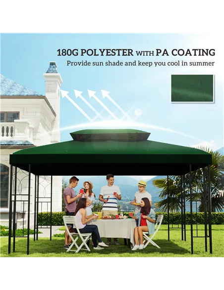 Outsunny Gazebo Roof Replacement, for 3 x 4m Frames - Green