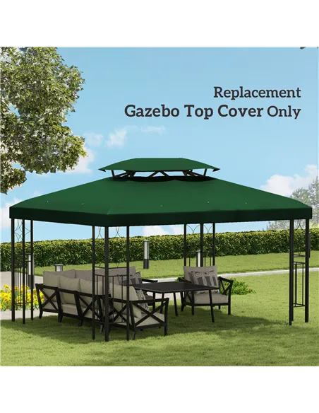 Outsunny Gazebo Roof Replacement, for 3 x 4m Frames - Green