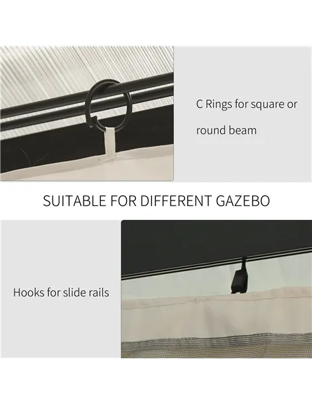 Outsunny 4 Pack Replacement Gazebo Curtains Privacy Panel for Most 3 x 4m Gazebo Canopy Pavillion Outdoor Shelter Sidewalls Acce