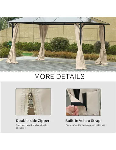 Outsunny 4 Pack Replacement Gazebo Curtains Privacy Panel for Most 3 x 4m Gazebo Canopy Pavillion Outdoor Shelter Sidewalls Acce