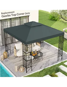 Outsunny Gazebo Roof Replacement, for 3 x 3(m) Frames - Grey 2