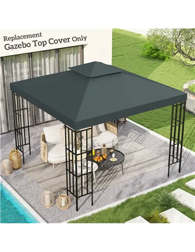 Outsunny Gazebo Roof Replacement, for 3 x 3(m) Frames - Grey