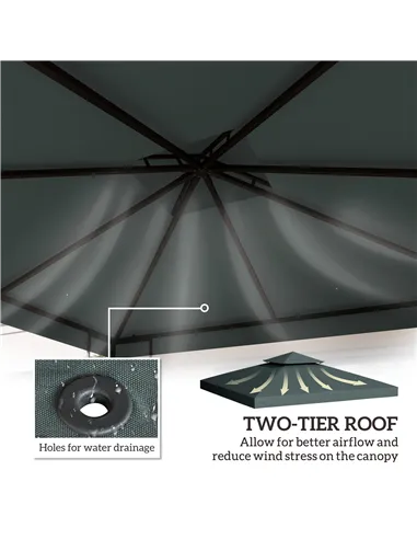 Outsunny Gazebo Roof Replacement, for 3 x 3(m) Frames - Grey