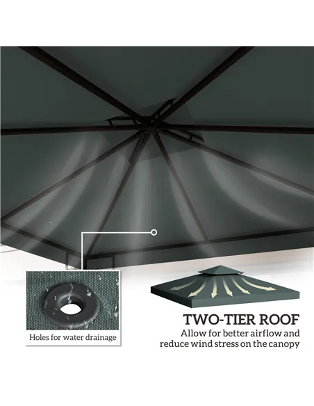Outsunny Gazebo Roof Replacement, for 3 x 3(m) Frames - Grey
