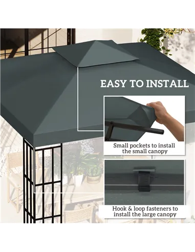 Outsunny Gazebo Roof Replacement, for 3 x 3(m) Frames - Grey