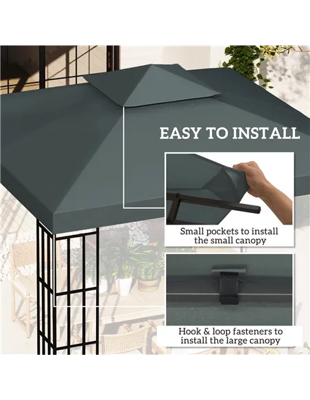 Outsunny Gazebo Roof Replacement, for 3 x 3(m) Frames - Grey