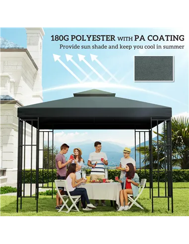 Outsunny Gazebo Roof Replacement, for 3 x 3(m) Frames - Grey