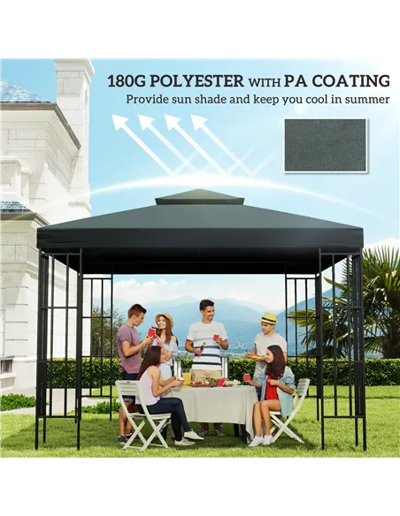 Outsunny Gazebo Roof Replacement, for 3 x 3(m) Frames - Grey