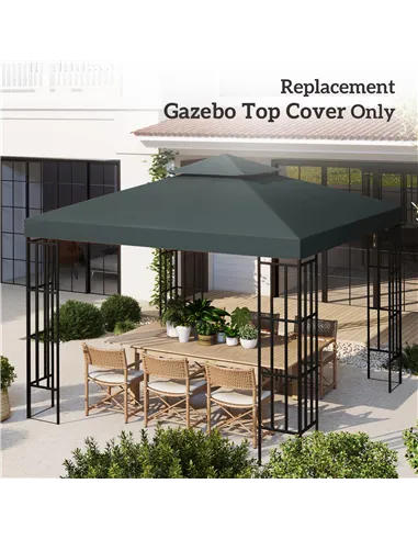 Outsunny Gazebo Roof Replacement, for 3 x 3(m) Frames - Grey