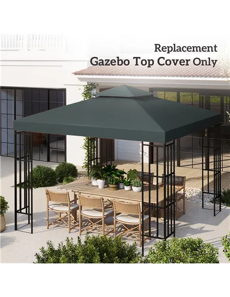 Outsunny Gazebo Roof Replacement, for 3 x 3(m) Frames - Grey