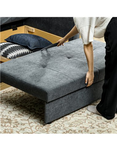 HOMCOM 2 Seater Sofa Bed, Convertible Bed Settee, Modern Velvet Loveseat Sofa Couch with 2 Cushions, Hidden Storage for Living R