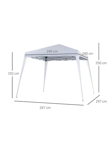 Outsunny 3 M x 3 M Base/ 2.5 M x 2.5 M Top Pop Up Gazebo with Carry Bag, Height Adjustable Slant Leg Party Tent Instant Event Sh