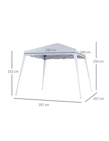 Outsunny 3 M x 3 M Base/ 2.5 M x 2.5 M Top Pop Up Gazebo with Carry Bag, Height Adjustable Slant Leg Party Tent Instant Event Sh